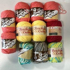 11 Medium 4 Balls Skeins Yarn Lily Sugar’ n Cream Peaches & Cream